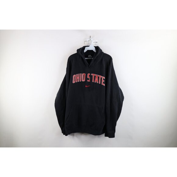 Vtg Nike Mens 2XL Travis Scott Center Swoosh Ohio State University Hoodie Black
